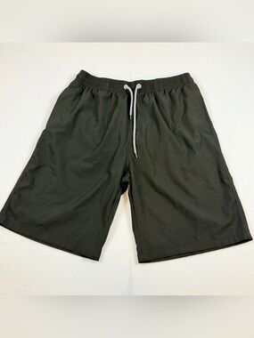 Aptro Mens Swim Trunks Black Mesh Lined Board Shorts Elastic Waist Drawstring M